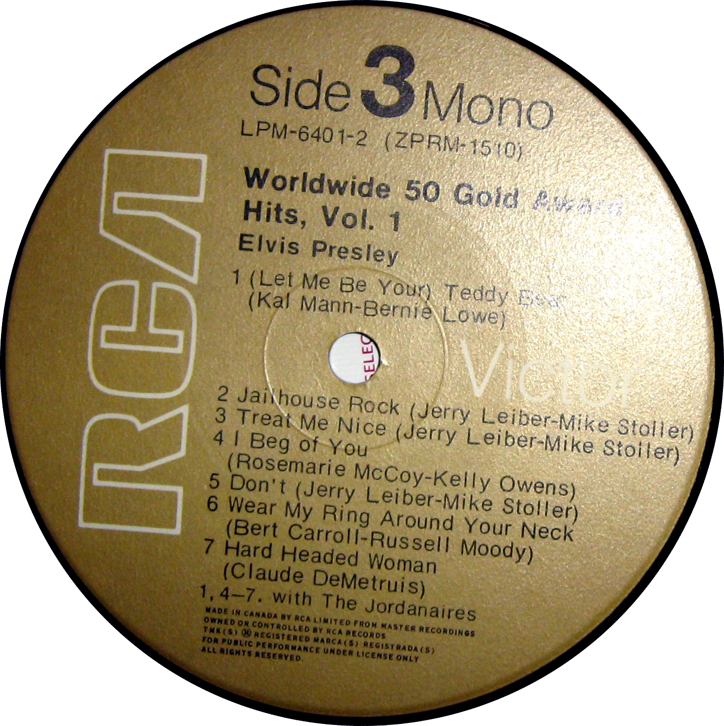 Elvis Presley  Worldwide 50 Gold Award Hits Vol. 1 : LP c